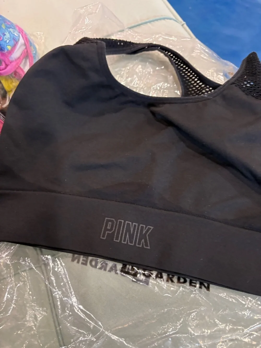 PINK Victoria's Secret Black Mesh-Back Sports Bra - Picture 1 of 4